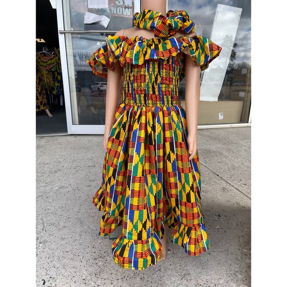 Kids African clothing for girls African kente Ankara Danshiki dress - Picture 1 of 5